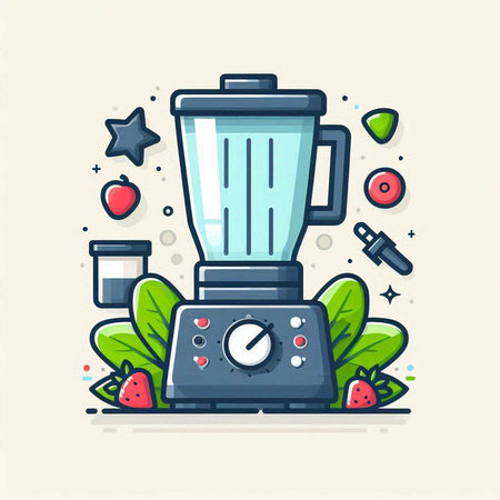 Illustration of a blender in flat line style. Vector illustration.のイラスト素材