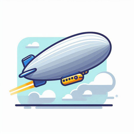 Airship in the sky. Vector illustration in a flat style.のイラスト素材