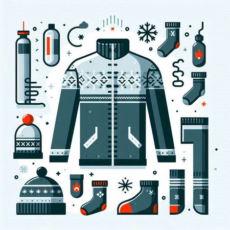 Winter clothes and accessories. Winter clothing and accessories. Vector illustration.のイラスト素材