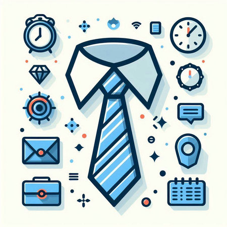 Flat line design modern vector illustration concept of business, office, work, deadline, time management.のイラスト素材