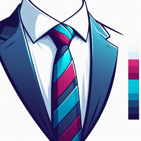 Illustration of a business suit with tie on a white background.のイラスト素材