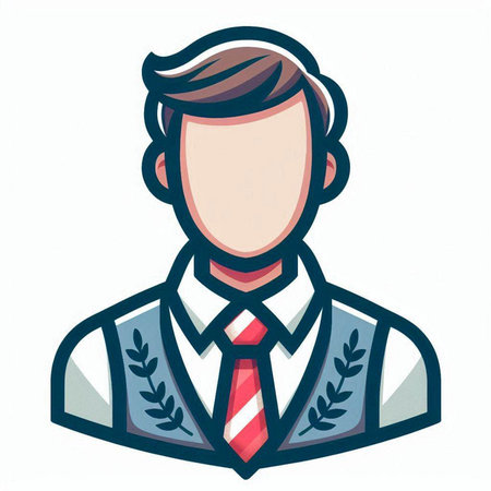Illustration of a businessman in a business suit and tie viewed from front set inside circle on isolated white background done in cartoon style.のイラスト素材