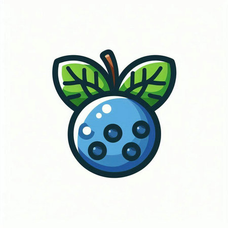 Blueberry fruit vector icon on white background. Blueberry illustration.のイラスト素材