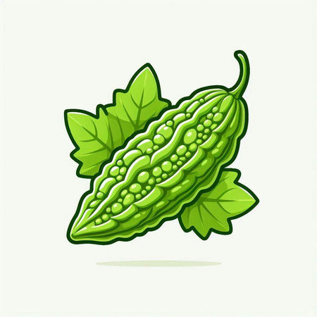 Bitter gourd icon. Bitter melon vector illustrationのイラスト素材