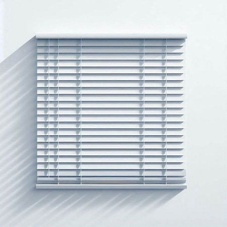 Window blinds on a white wall. 3d rendering. Computer digital drawing.のイラスト素材