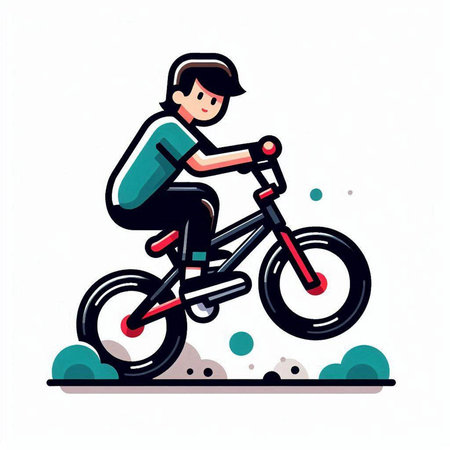 Cyclist on a bicycle. Vector illustration in flat style.のイラスト素材
