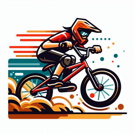 Mountain bike rider on a race track. Vector illustration eps 10のイラスト素材