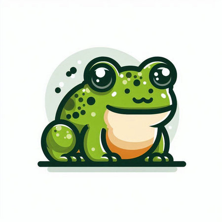 Frog vector illustration on white background. Cute cartoon frog.のイラスト素材