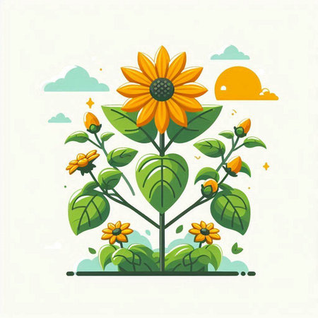 Sunflower vector illustration. Sunflower vector illustration. Sunflower icon.のイラスト素材