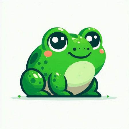 Funny cartoon frog isolated on a white background. Vector illustration.のイラスト素材