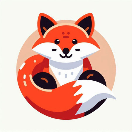 Cute fox in a circle. Vector illustration in flat style.のイラスト素材