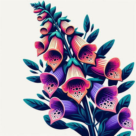 Vector illustration of foxglove flowers. Can be used as greeting cardのイラスト素材