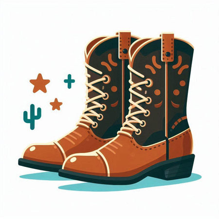 Vector illustration of a brown boot with boots and star on white backgroundのイラスト素材
