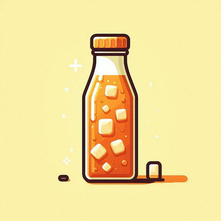 bottle of ice tea on a yellow background. Vector illustration.のイラスト素材