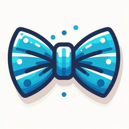 Illustration of a blue bow tie on a white background, vector illustrationのイラスト素材