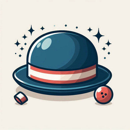 Vector illustration of a flying saucer with a hat and a bowling ballのイラスト素材