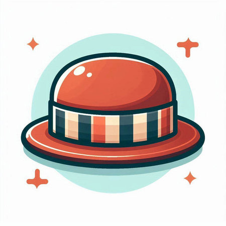 Illustration of a red velvet hat isolated on a white background.のイラスト素材