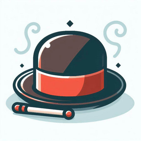Magician hat and cigarette on a white background. Vector illustration.のイラスト素材