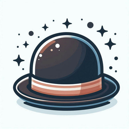 Vector illustration of a magic hat on a white background with stars.のイラスト素材