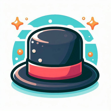 Illustration of a magician hat on a white background. Vector illustrationのイラスト素材