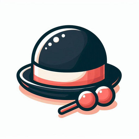 Illustration of a black hat with a red circle on a white backgroundのイラスト素材