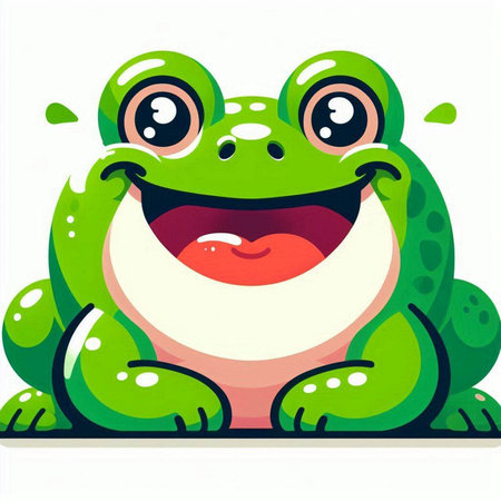 Cute green frog isolated on a white background. Vector illustration.のイラスト素材