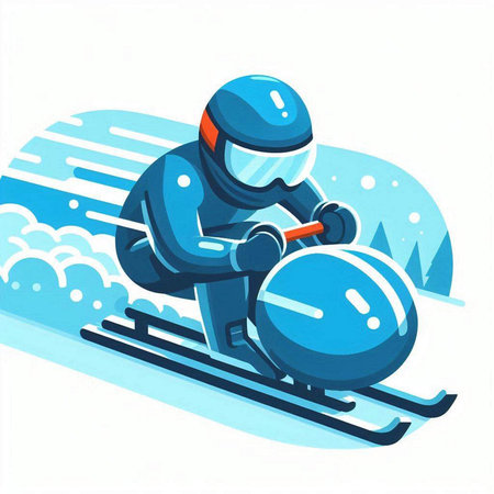 Skiing. Winter sport. Vector illustration in flat style.のイラスト素材