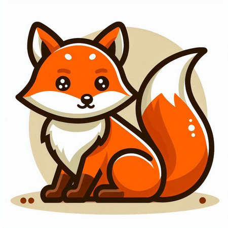 Cute cartoon fox sitting on the ground. Vector illustration of a fox.のイラスト素材
