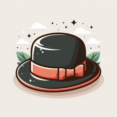 Vector illustration of a hat with a ribbon on a white background.のイラスト素材