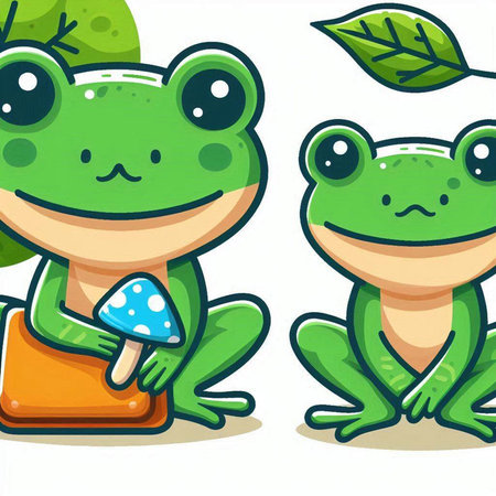 Frog cartoon character design, vector illustration eps10 graphic.のイラスト素材