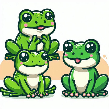 Frogs on a white background. Vector illustration of a cartoon frog.のイラスト素材