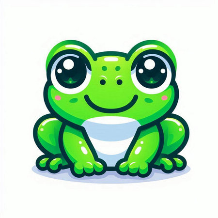Cute cartoon frog. Vector illustration isolated on a white background.のイラスト素材