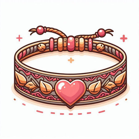 Illustration of a bracelet with a heart on a white background.のイラスト素材