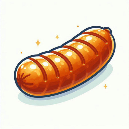 Illustration of a sausage on a white background. Vector illustration.のイラスト素材