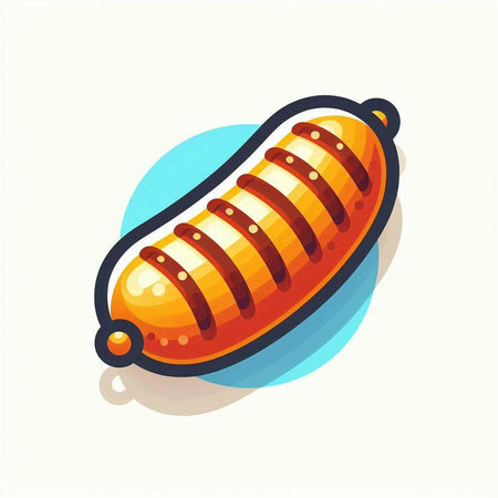 Sausage icon. Vector illustration of grilled sausage. Isolated on white background.のイラスト素材