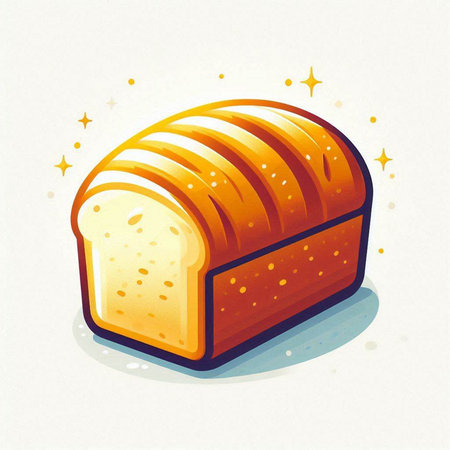 Illustration of a slice of bread on a white background, vector illustrationのイラスト素材