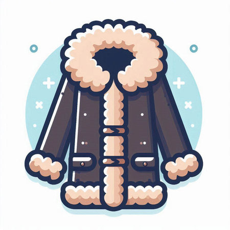 Fur coat. Winter clothing. Vector illustration in flat style.のイラスト素材