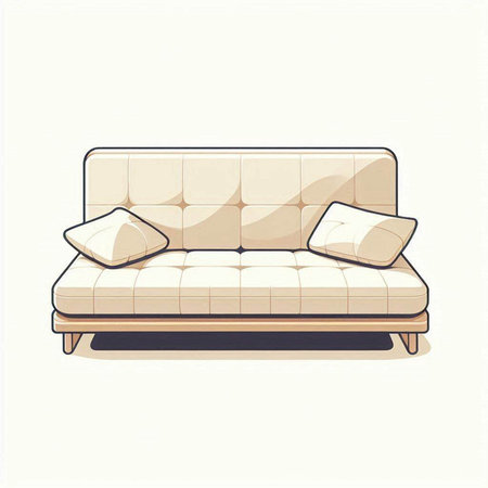 Sofa with pillows on a white background. Vector illustrationのイラスト素材