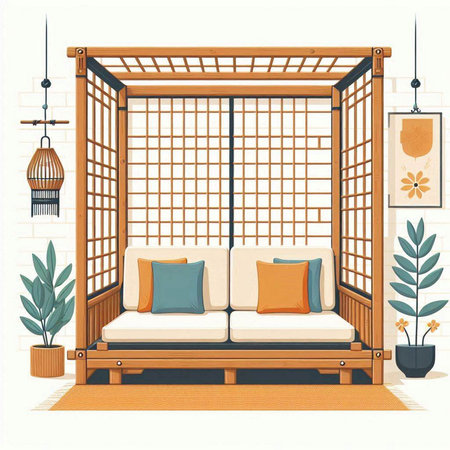 Sofa in the interior of the room. Vector illustration.のイラスト素材