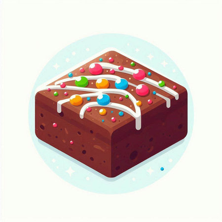 Illustration of a chocolate cake with sprinkles. Vector illustration.のイラスト素材