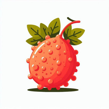 Cute red kiwano fruit isolated on white background. Vector illustration.のイラスト素材