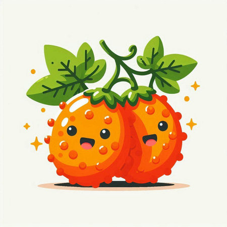 Cute kawaii kawaii orange fruit vector illustration.のイラスト素材