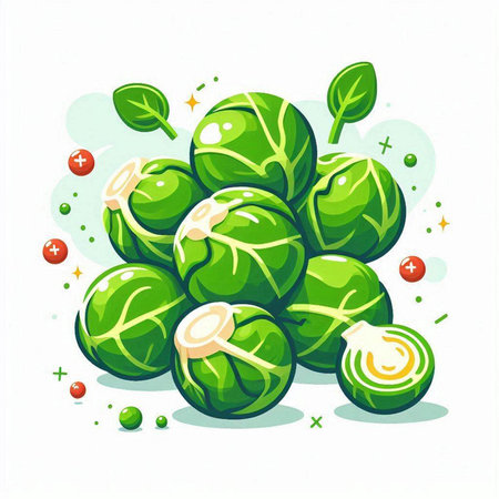 Brussels sprouts isolated on white background. Vector illustration.のイラスト素材