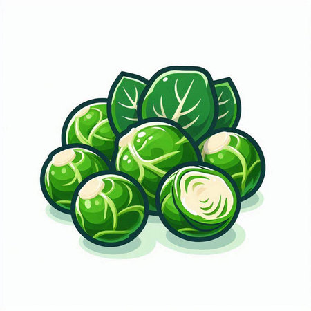 Brussels sprouts isolated on white background. Vector illustration.のイラスト素材