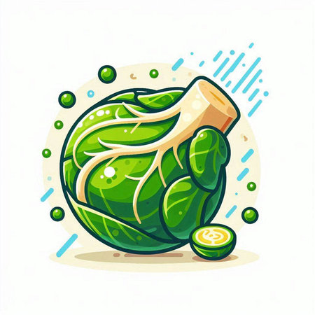 Brussels sprout icon. Vegetarian food vector illustration.のイラスト素材