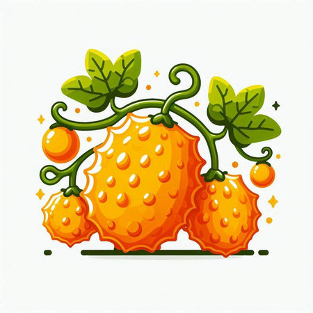 Bitter melon isolated on white background. Vector cartoon illustration.のイラスト素材