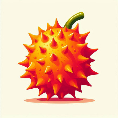 Illustration of a ripe bitter melon on a white backgroundのイラスト素材