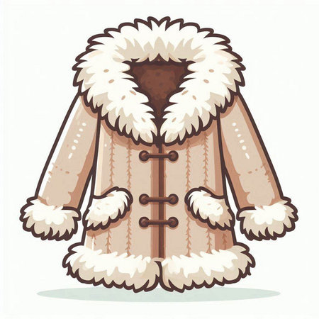 Vector illustration of a fur coat isolated on white background. Cartoon style.のイラスト素材