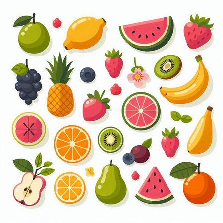 Fruit icon set. Vector illustration of a set of fruit icons.のイラスト素材