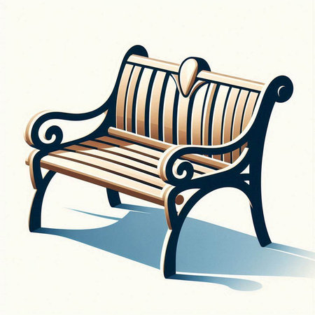 Wooden bench with a heart on the seat. Vector illustration.のイラスト素材